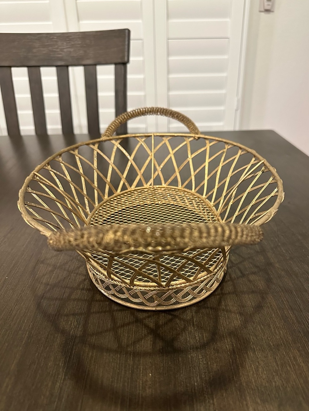 Vintage Mid-Century Italian Brass Wire Basket – Oval Lattice Bread Fruit Bowl